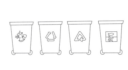 四个分类垃圾桶怎么画简笔画 中级简笔画教程