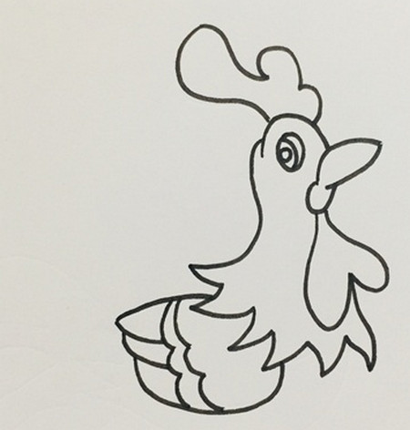 大公鸡简笔画画法步骤涂色 中级简笔画教程-第4张