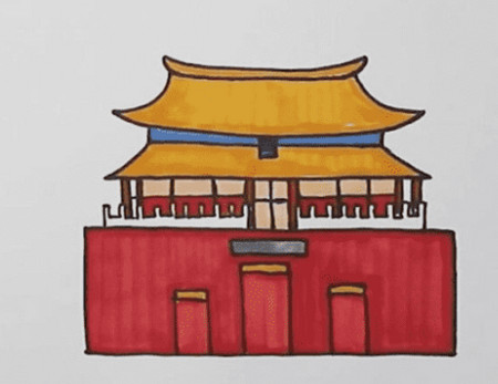 北京故宫简笔画彩色图片