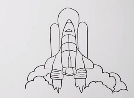 航天飞机的简笔画怎么画 中级简笔画教程-第4张