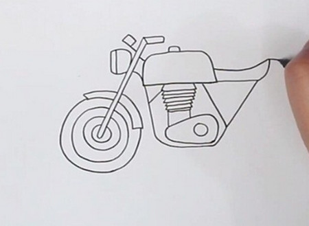 摩托车简笔画简单画法 中级简笔画教程-第3张