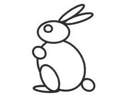 幼儿画兔子线描画图片步骤 初级简笔画教程-第1张