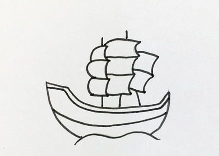 帆船简笔画步骤图解 中级简笔画教程-第4张