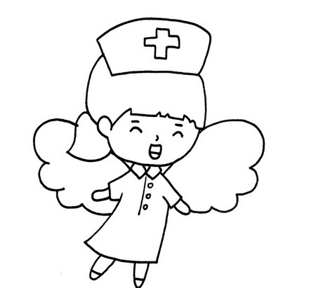 护士彩色简笔画 护士儿童简笔画 中级简笔画教程-第4张