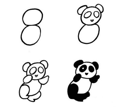 几种不同的大熊猫简笔画画法 中级简笔画教程-第7张