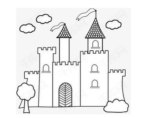 城堡简笔画幼儿园图片