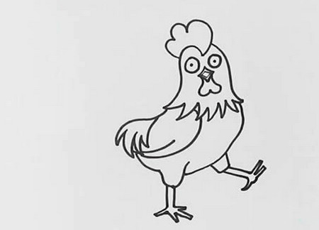 幼儿简笔画彩色的公鸡画法步骤 中级简笔画教程-第2张