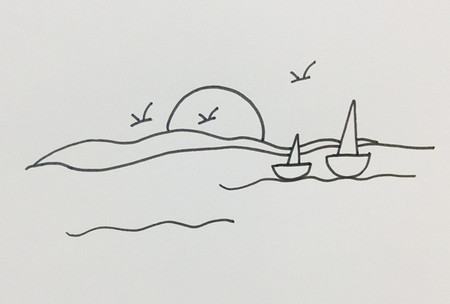 大海怎么画简笔画步骤图 中级简笔画教程-第4张