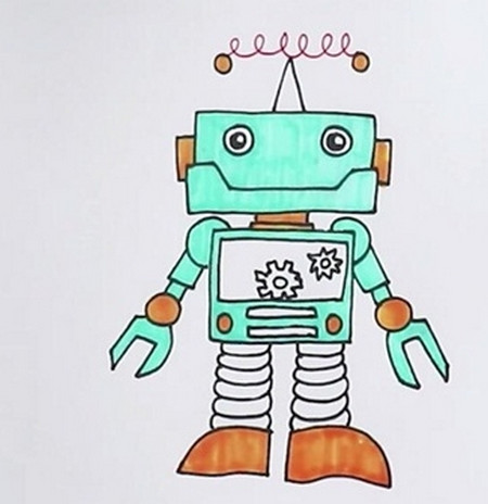 机器人简笔画步骤画法 中级简笔画教程-第5张