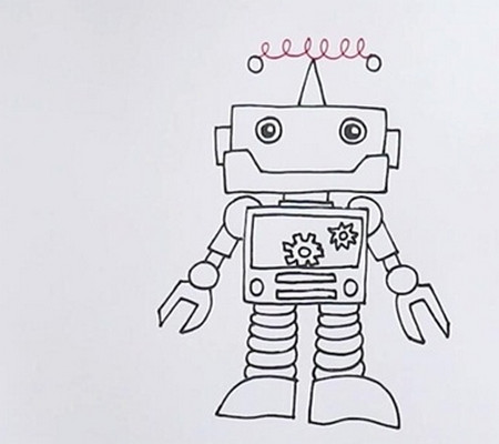 机器人简笔画步骤画法 中级简笔画教程-第4张