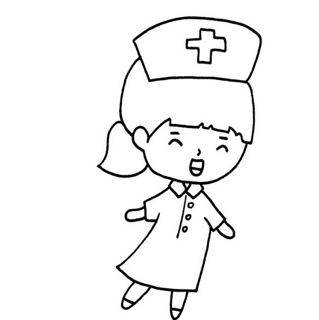 护士彩色简笔画 护士儿童简笔画 中级简笔画教程-第3张