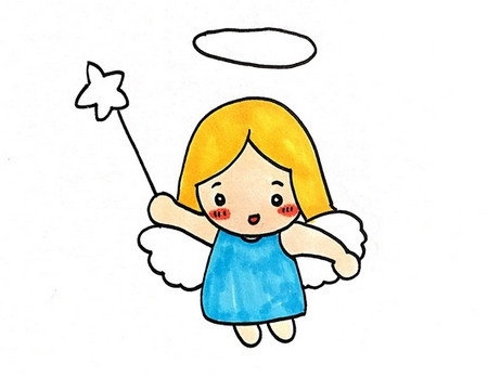 教你画简单好看的彩色小天使简笔画 中级简笔画教程-第4张
