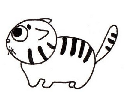 小猫咪简笔画 黑白色小猫简笔画图片 中级简笔画教程-第4张
