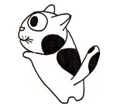 小猫咪简笔画 黑白色小猫简笔画图片 中级简笔画教程-第2张