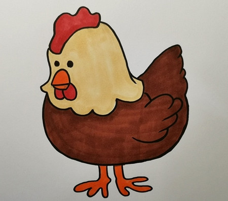 母鸡怎么画 母鸡简笔画画法 中级简笔画教程-第1张