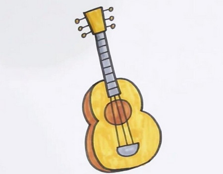 吉他怎么画 彩色吉他简笔画 中级简笔画教程-第1张