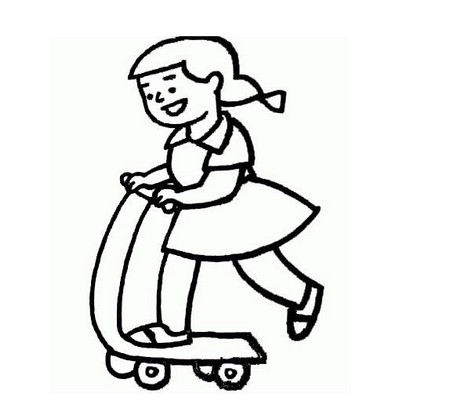 小孩玩滑板车简笔画图片