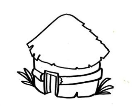 稻草房子简笔画图片