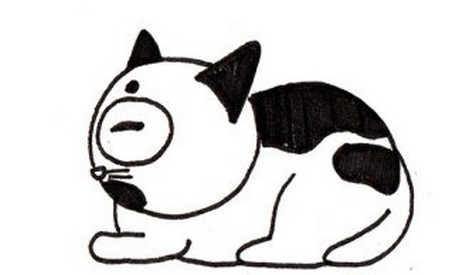 小猫咪简笔画 黑白色小猫简笔画图片 中级简笔画教程-第3张