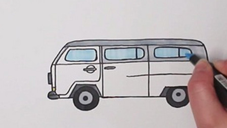公共汽车简笔画步骤图 中级简笔画教程-第4张