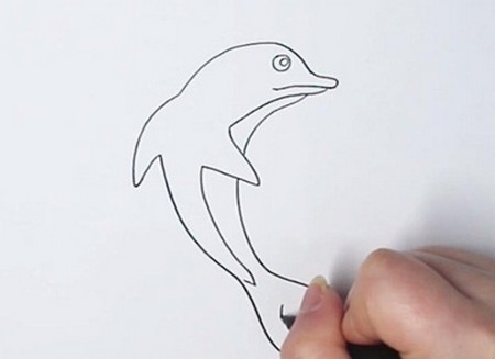 海豚彩色简笔画步骤图解 中级简笔画教程-第2张