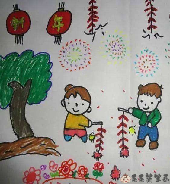 关于春节的儿童画