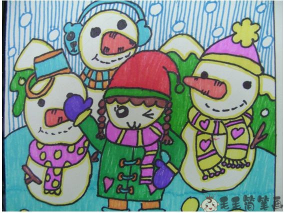 描写冬天的儿童画图片