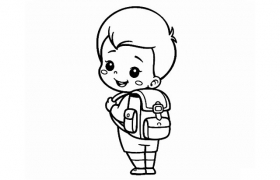 背着书包的小男孩简笔画图片素材