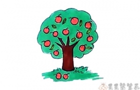 苹果树简笔画,好看的苹果树绘画教程