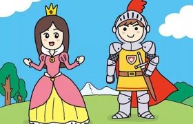 公主与勇士简笔画 公主与勇士彩色画法步骤步骤图解教程
