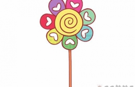 简单四步学画超好看的彩虹棒棒糖