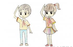 敬礼的少先队员彩色简笔画