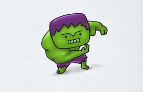 卡通版绿巨人简笔画的画法步骤步骤图解教程