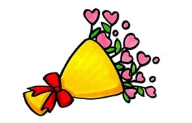 一束鲜花的简朴画法漂亮_一束鲜花简笔画步骤图片